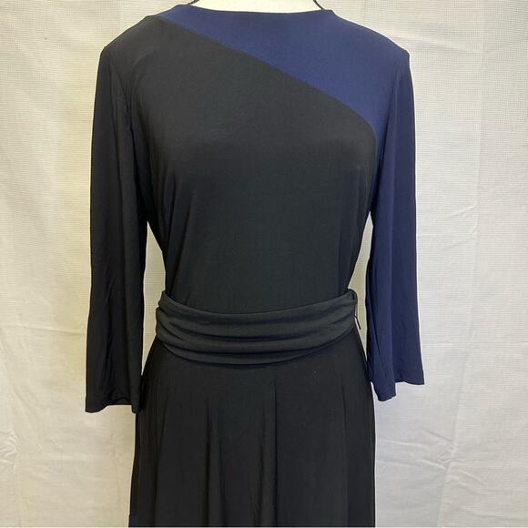 Lauren by Ralph Lauren Asymmetrical Color Block Dress Size 10 - Picture 2 of 11